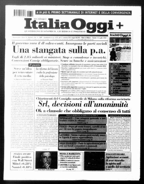 Italia oggi : quotidiano di economia finanza e politica